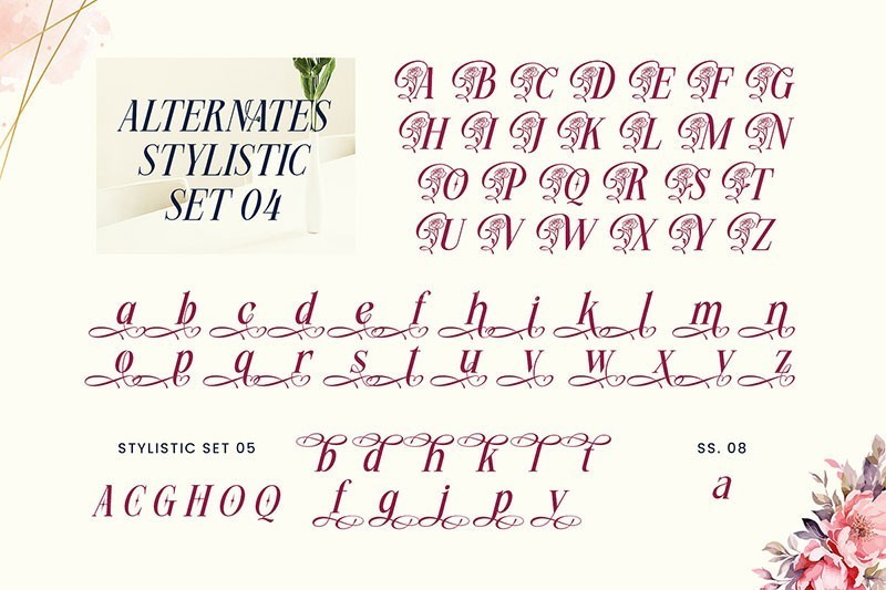 Miogina优雅的花体字英文字体